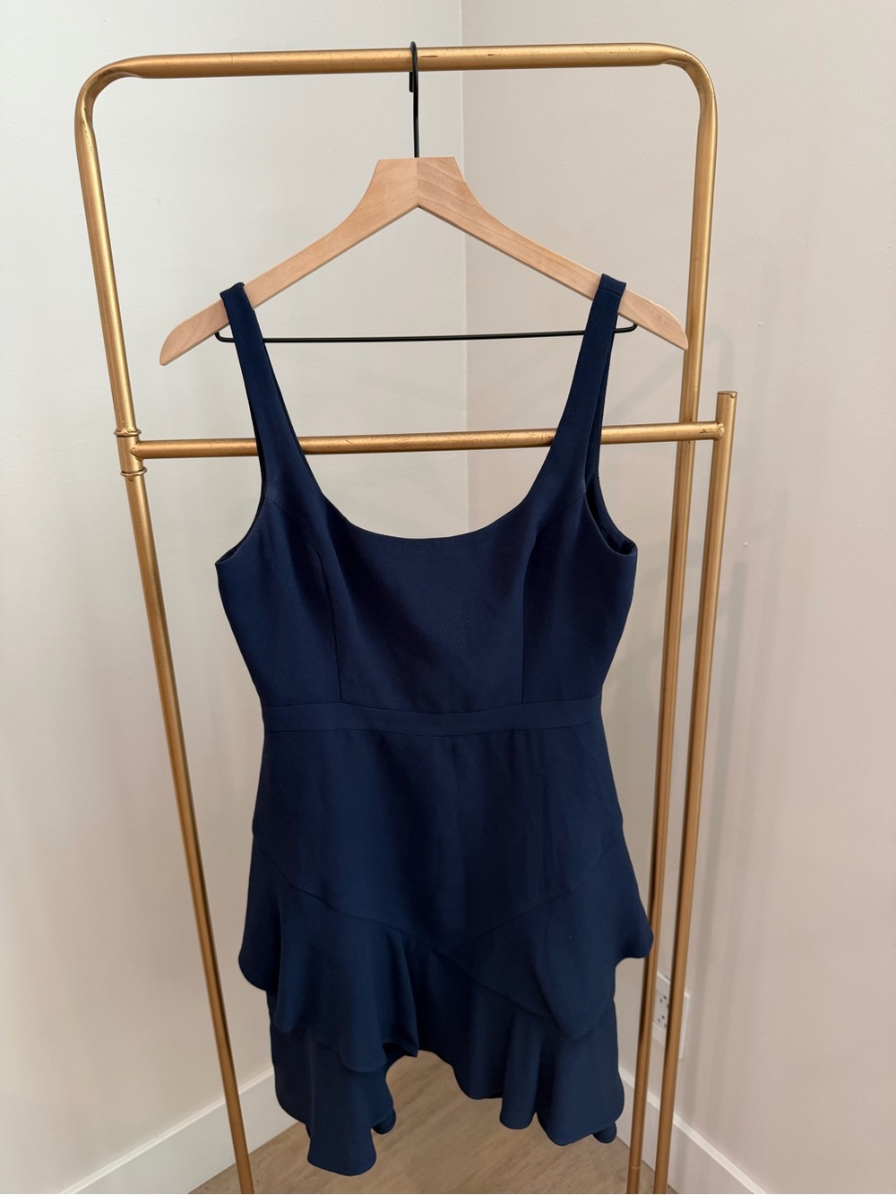 BCBG MaxAzria Navy Ruffle Hem Dress